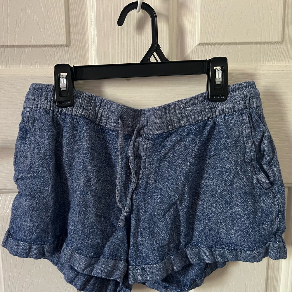Old Navy Blue Chambray Linen Blend Pull on Shorts M